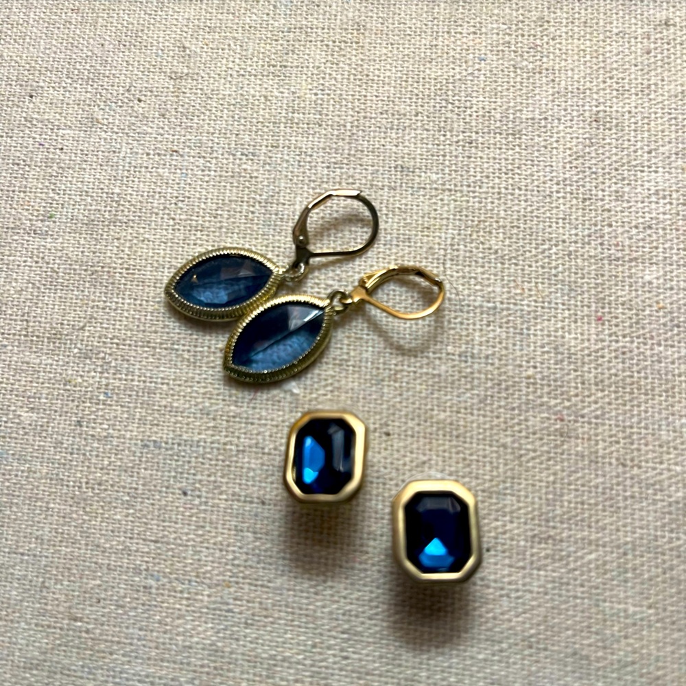 Blue Topaz & gold earrings